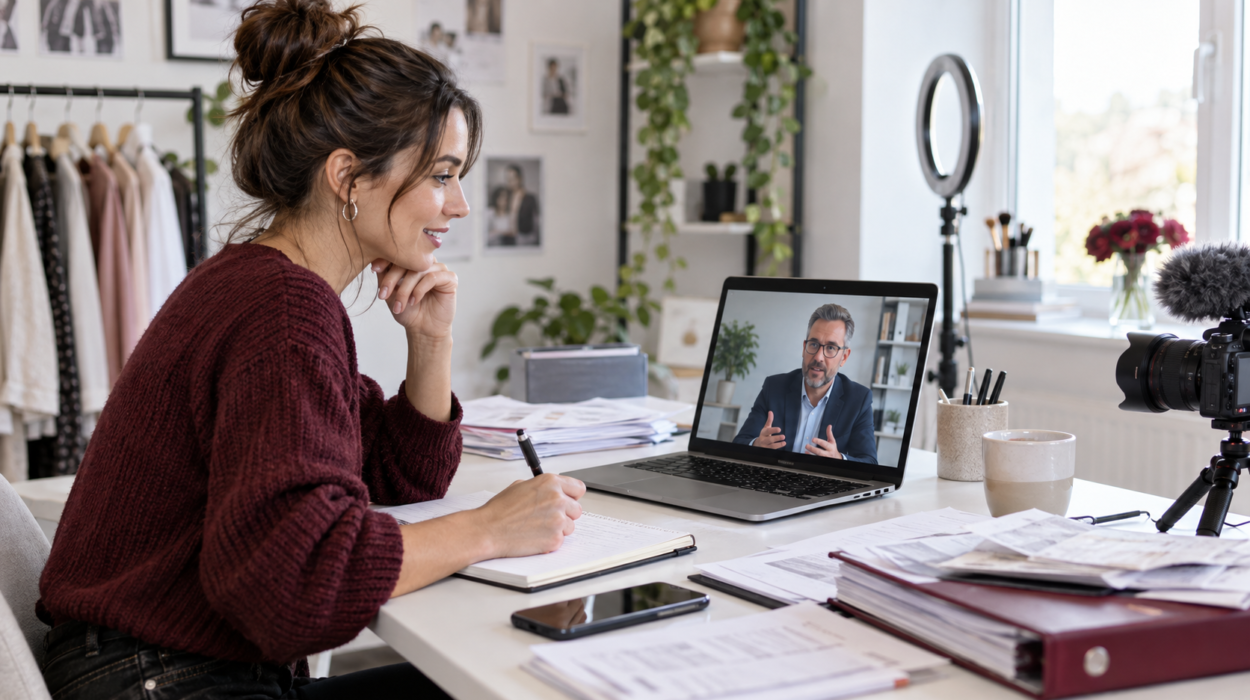 UK influencer discussing VAT registration records with an accountant