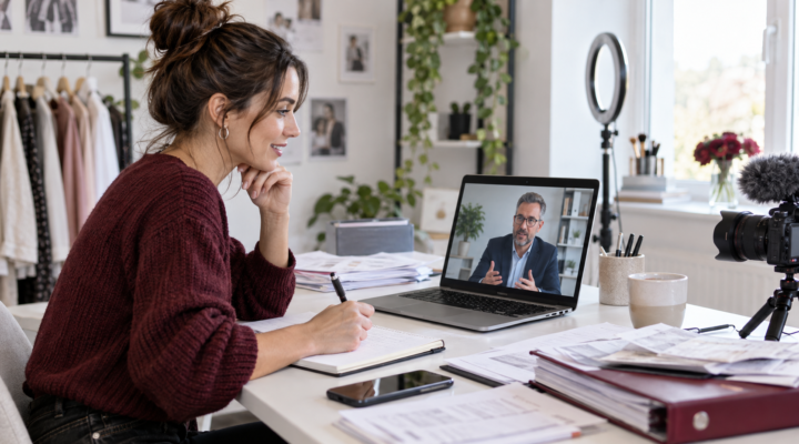 UK influencer discussing VAT registration records with an accountant