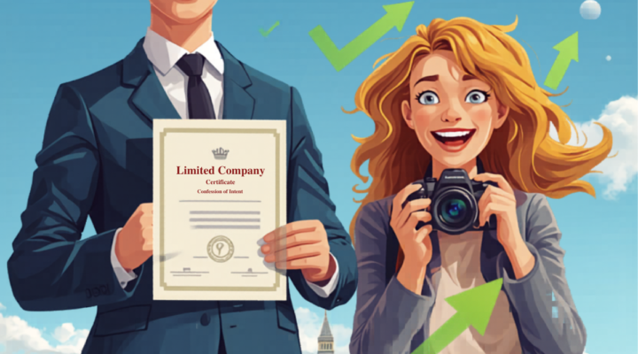 Accountant and content creator with London skyline - incorporation guide for UK creators