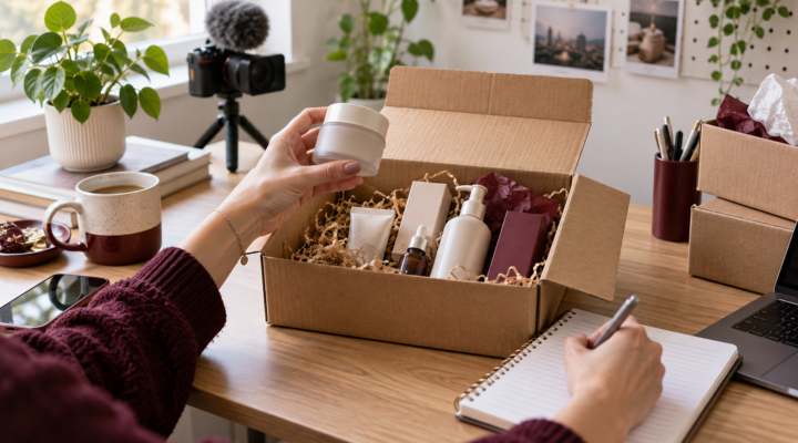 UK content creator recording gifted products received from brands