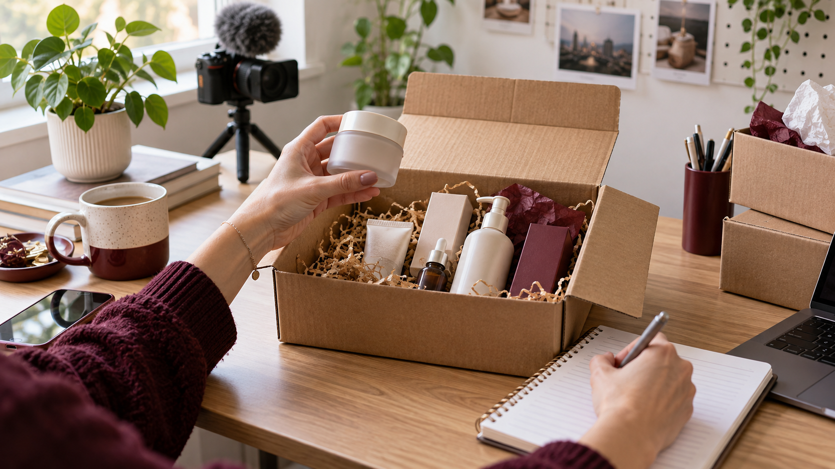 UK content creator recording gifted products received from brands